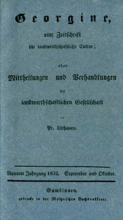 Neunter Jahrgang 1832. September und Oktober.