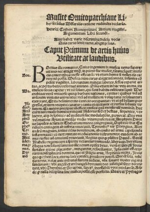Musice Ornitoparchiane Liber secundus Mensuralis catilene rudimenta declarans.