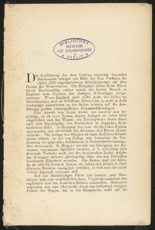 Schleusenanlage, Waren/Müritz Schinkelwettbewerb 1900. Reisebericht Ernst Wattenberg: Reisbericht