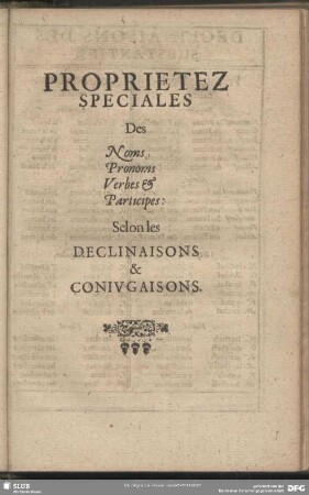 Proprietez Speciales Des Noms Pronoms Verbes & Participes