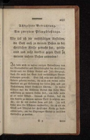 Achtzehnte Betrachtung. Am zweyten Pfingstfesttage.