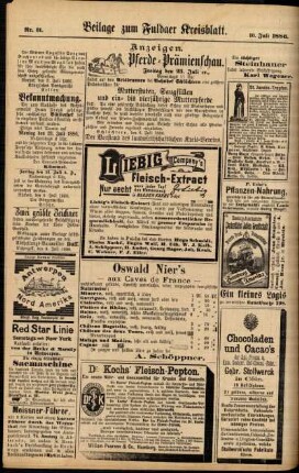 Zweite Ausgabe vom Samstag, den 10. Juli 1886.
