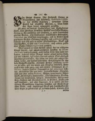Von Gottes Gnaden Wir Friederich Hertzog zu Braunschweig und Lüneburg, [...]