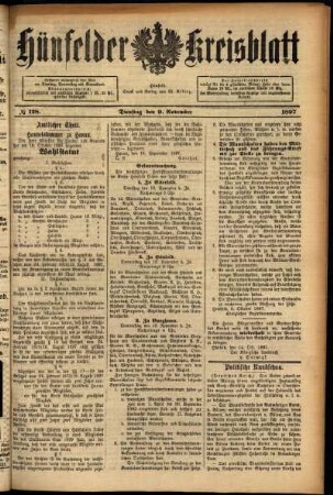 Ausgabe vom Dienstag, den 09. November 1897.