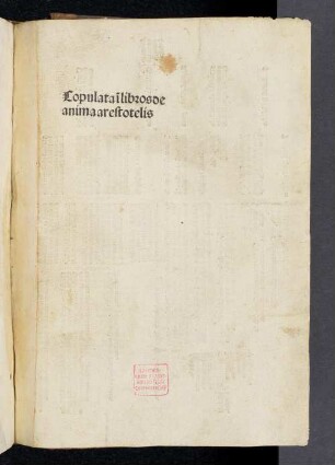 Copulata super tres libros De anima Aristotelis