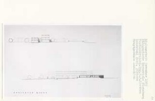 Pädagogische Hochschule, Flensburg-Fruerlund (Diplomarbeit bei Kurt Dübbers): Hauptgebäude, Ansichten von Norden und Westen 1:200