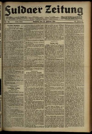 Erste Ausgabe vom Samstag, den 22. Februar 1913.