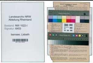 Entnazifizierung Lisbeth Isensee , geb. 10.04.1909 (Lehrerin)