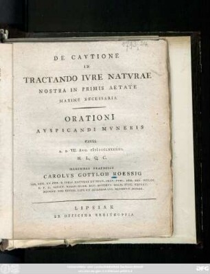 De Cavtione In Tractando Ivre Natvrae Nostra In Primis Aetate Maxime Necessaria