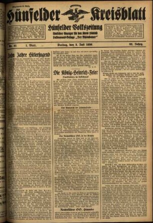 Erste Ausgabe vom Freitag, den 03. Juli 1936.