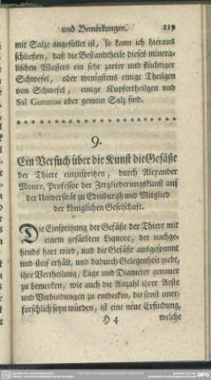 Ein Versuch über die Kunst die Gefäße der Thiere einzuspritzen