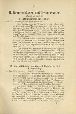 II. Krankenhäuser und Irrenanstalten