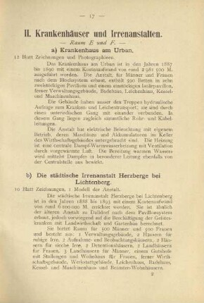 II. Krankenhäuser und Irrenanstalten