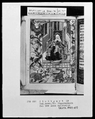 Niederdeutsches Stundenbuch (Lüning-Bergheim-Gebetbuch) — Heilige Anna Selbdritt, Folio 90verso