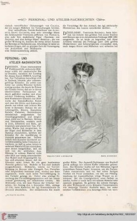 Personal- u. Atelier-Nachrichten - Von Ausstellungen und Sammlungen - Denkmäler - Kunstliteratur