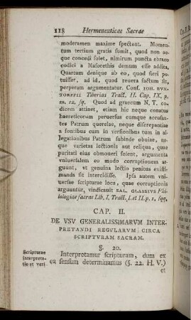Cap. II. De Usu Generalissimarum Interpretandi Regularum Circa Scripturam Sacram.