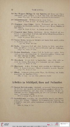 Arbeiten in Schildplatt, Horn und Perlmutter (Nr. 278 - 321)