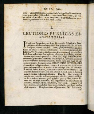 8-10, I. Lectiones Publicas Disputatorias