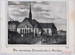 Die alte Frauenkirche und der Kirchhof in Dresden, aus der Zeitschrift Saxonia 1835