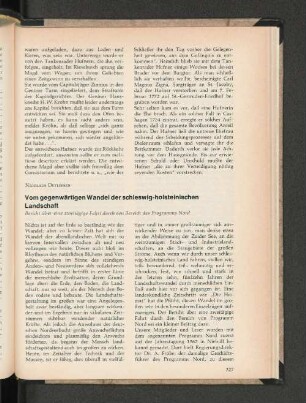 Vom gegenwärtigen Wandel der schleswig-holsteinischen Landschaft