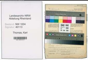 Entnazifizierung Karl Thomas , geb. 09.09.1909 (Angestellter)