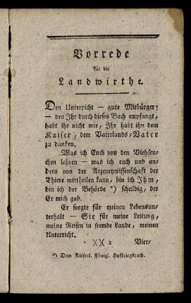 Vorrede für die Landwirthe.