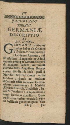 Jacobi Aug. Thuani. Germaniae Descriptio Ex Lib. II Histor.
