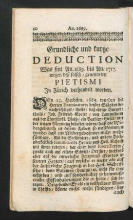 [Der erste Theil] Grundliche und kurtze Deduction ...