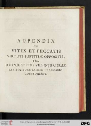 Appendix de vitiis et & peccatis virtuti justitiae oppositis, [...]