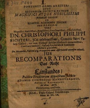 De iure recomparationis, Recht des Einstands