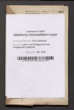 Erblasser: Berkenkamp, Wilhelmine Auguste, geb. Lampe:
