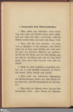 1. Hauptregeln beim Schweineschlachten