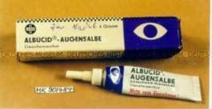 Schachtel mit Tube "ALBUCID®-AUGENSALBE"
