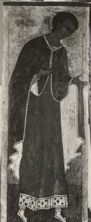 Demetrius von Soloniki : Demetrius von Soloniki. Ikone; 148,5 x 53,8 cm (1501/1600; Nowgoroder Schule). Nowgorod: Kunsthistorisches Museum