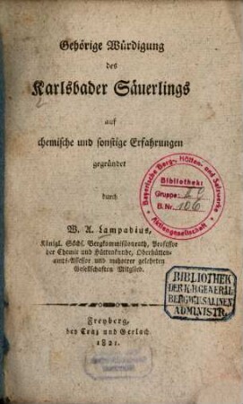 Gehörige Würdigung des Karlsbader Säuerlings : auf chemische und sonstige Erfahrungen gegründet