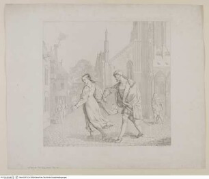 Faust bietet Gretchen den Arm