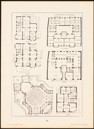 Grundrisse Dresden, Leipzig, Düsseldorf, Stuttgart: Grundrisse (aus: Moderne Neubauten, 4.Jg., 1898ff, hrsg. W. Kick)