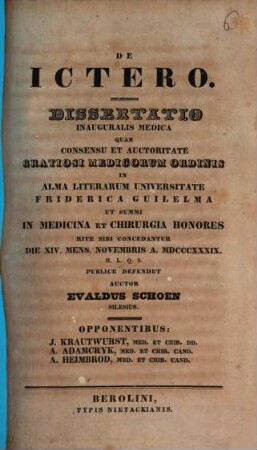 De ictero : diss. inaug. med.