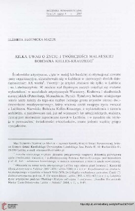 55: Kilka uwag o życiu i twórczości malarskiej Bohdana Kelles-Krauzego