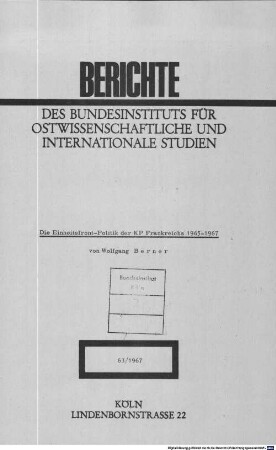 Die Einheitsfront-Politik der KP Frankreichs : 1965 - 1967