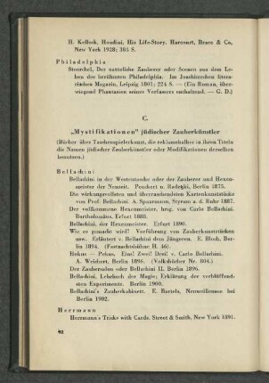 C. "Mystifikationen" jüdischer Zauberkünstler