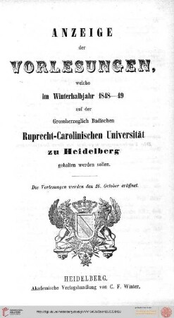 Wintersemester 1848/1849