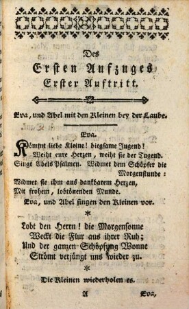 Kain, und Abel ein Singspiel; Perseus, und Demetrius ein prosaische Zwischenhandlung : zu höchsten Ehren Seiner Hochfürstlichen Gnaden des Hochwürdigsten, des H. R. Reiches Fürsten Ludwig Joseph, Bischofes zu Freising, aus dem Reichsfreyherrl. Geschlechte von Welden, von Hochaltingen, und Laupheim [et]c. [et]c. Ihres Gnädigsten Landsfürsten, und Herrn, Herrn von den Benedictinischen Musen auf dem Theater des Hochfürstlichen Lyceums vorgestellet den 5. und 6 des Herbstmonaths im Jahre 1780.