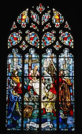 Frankreich. Bretagne. Morbihan. Hennebont. Basilique Notre Dame de Paradis. Buntglasfenster von Max Ingrand. Motiv Francois Michard