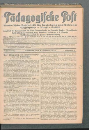 ¬Das¬ Reichsgesetz für Jugendwohlfahrt und die Lehrerschaft