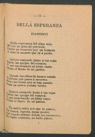 Bella esperanza : (Canción)