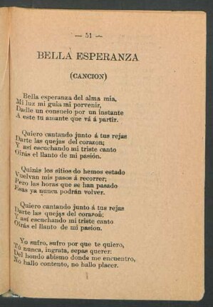 Bella esperanza : (Canción)