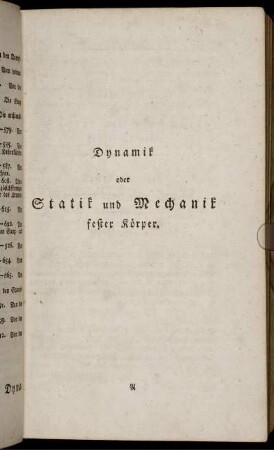 Dynamik oder Statik und Mechanik fester Körper.