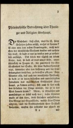 Philosophische Betrachtung über Theologie und Religion überhaupt
