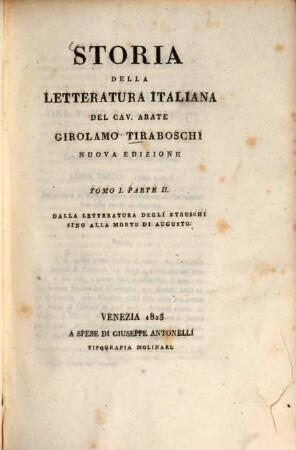 Storia della letteratura italiana, 2. Dalla letteratura degli Etruschi sino alla morte di Augusto